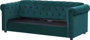 Beliani Sofa rozkładana welurowa zielona CHESTERFIELD 5