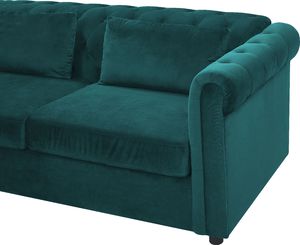 Beliani Sofa rozkładana welurowa zielona CHESTERFIELD 7