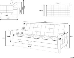 Beliani Sofa rozkładana ciemnoszara VEHKOO 8