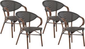 Beliani Zestaw 4 krzeseł ogrodowych ciemne drewno z szarym CASPRI 1
