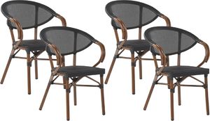 Beliani Zestaw 4 krzeseł ogrodowych ciemne drewno z czarnym CASPRI 1