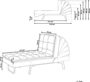 Beliani Szezlong welurowy rozkładany różowy LOIRET 8