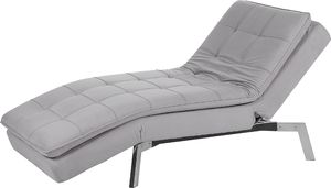 Beliani Szezlong welurowy rozkładany jasnoszary LOIRET 4