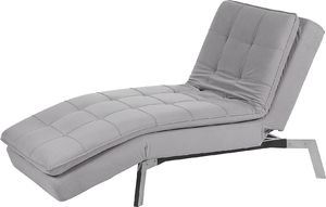 Beliani Szezlong welurowy rozkładany jasnoszary LOIRET 5