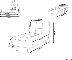 Beliani Szezlong rozkładany czerwony ALSTEN 6
