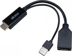 Adapter AV Akasa HDMI - DisplayPort + USB-A czarny (AK-CBHD24-25BK) 1
