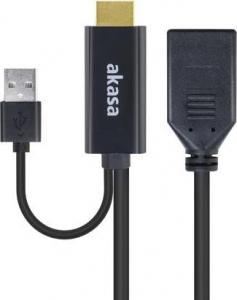 Adapter AV Akasa HDMI - DisplayPort + USB-A czarny (AK-CBHD24-25BK) 2