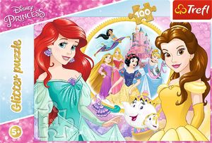 Trefl Puzzle glitter błyszczące księżniczki Disney Bella i Arielka 100 14819 1