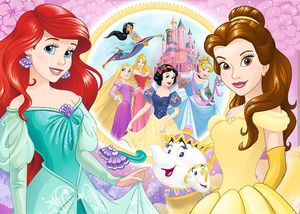 Trefl Puzzle glitter błyszczące księżniczki Disney Bella i Arielka 100 14819 2