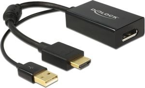 Adapter AV Delock HDMI - DisplayPort + USB-A czarny (62667) 1