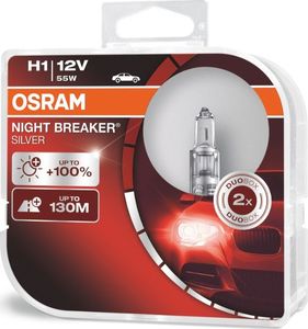 Osram Żarówk halogenowe Osram H1 12V 55W P14,5s NIGHT BREAKER SILVER +100% /2 szt./ 1