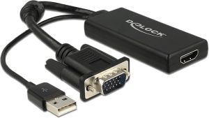 Adapter AV Delock D-Sub (VGA) - HDMI + USB-A czarny (62668) 1