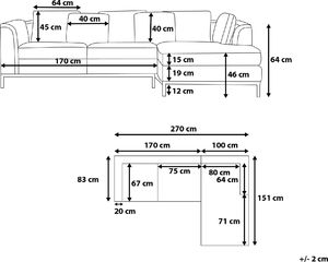 Beliani Narożnik lewostronny beżowy OSLO 5