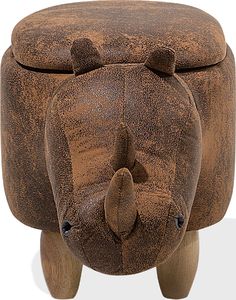Beliani Pufa zwierzak ze schowkiem brązowa RHINO 3