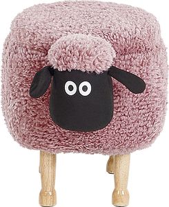 Beliani Pufa zwierzak ze schowkiem różowa SHEEP 2