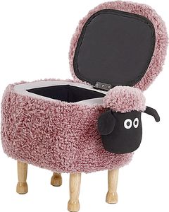 Beliani Pufa zwierzak ze schowkiem różowa SHEEP 3