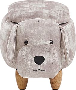 Beliani Pufa zwierzak ze schowkiem welurowa beżowa DOGGY 3
