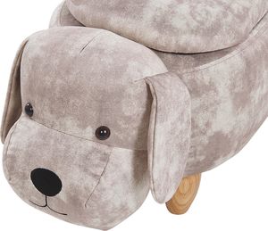 Beliani Pufa zwierzak ze schowkiem welurowa beżowa DOGGY 5