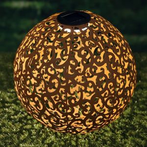HI Solarna lampa ogrodowa LED w kształcie kuli, 28,5cm, metal, brązowa 1