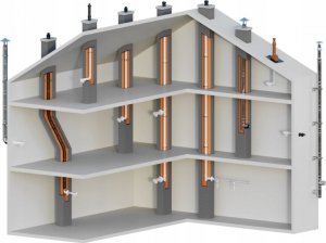 Ricom WYJSCIE PIONOWE KONC +OBEJMA (CZARNE) DN80/125 3