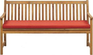 Beliani Ławka ogrodowa z certyfikowanego drewna 160 cm czerwona poduszka Vivara 1