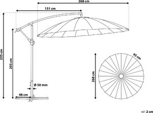 Beliani Parasol ogrodowy Calabria II beżowy 268 cm 6