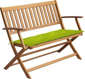 vidaXL Ławka ogrodowa z jasnozieloną poduszką, 120 cm, lite drewno akacjowe 1