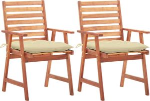 vidaXL Krzesła ogrodowe z poduszkami 2 szt. lite drewno akacjowe 1