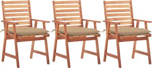 vidaXL Krzesła ogrodowe z poduszkami, 3 szt. lite drewno akacjowe 1