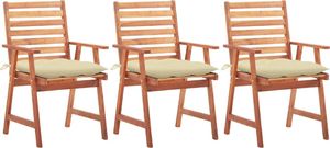 vidaXL Krzesła ogrodowe z poduszkami 3 szt. lite drewno akacjowe 1