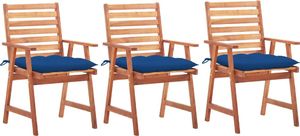 vidaXL Krzesła ogrodowe z poduszkami 3 szt. lite drewno akacjowe 1