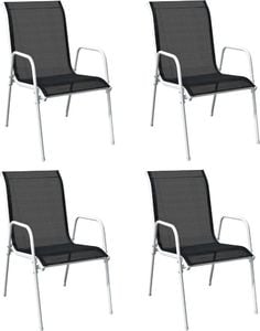 vidaXL Krzesła ogrodowe sztaplowane 4 szt. stal i Textilene czarne 1