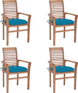 vidaXL Krzesła stołowe 4 szt. jasnoniebieskie poduszki tekowe 1