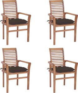 vidaXL Krzesła stołowe 4 szt. poduszki taupe drewno tekowe 1