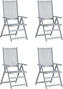vidaXL Rozkładane krzesła ogrodowe z poduszkami 4 szt. lita akacja 2