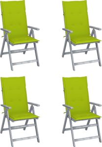 vidaXL Rozkładane krzesła ogrodowe z poduszkami 4 szt. lita akacja 1