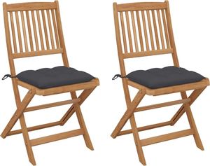 vidaXL Składane krzesła ogrodowe z poduszkami 2 szt. drewno akacjowe 1
