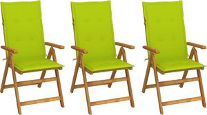 vidaXL Składane krzesła ogrodowe z poduszkami 3 szt. drewno akacjowe 1