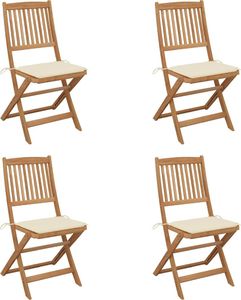 vidaXL Składane krzesła ogrodowe z poduszkami 4 szt. drewno akacjowe (3064673) 1