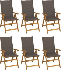 vidaXL Składane krzesła ogrodowe z poduszkami 6 szt. drewno akacjowe 1