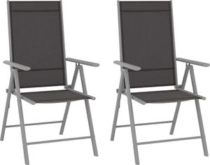 vidaXL Składane krzesła ogrodowe 2 szt. tkanina textilene czarne 1