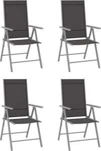 vidaXL Składane krzesła ogrodowe 4 szt. tkanina textilene czarne 1