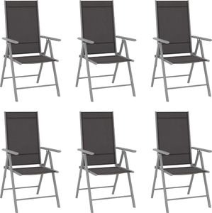 vidaXL Składane krzesła ogrodowe 6 szt. tkanina textilene czarne 1