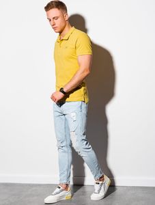 Ombre Koszulka męska polo klasyczna bawełniana S1374 - żółta L 1