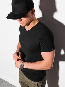 Ombre T-shirt męski bawełniany basic S1369 - czarny L 1