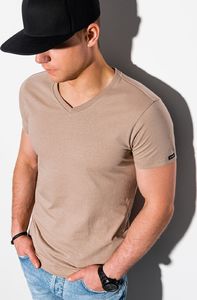 Ombre T-shirt męski bawełniany basic S1369 - jasnobrązowy XXL 1