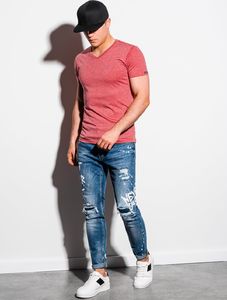 Ombre T-shirt męski bawełniany basic S1369 - czerwony melanż XXL 2