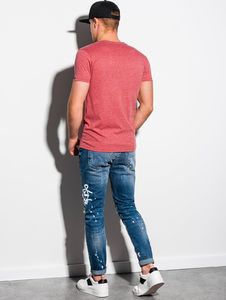 Ombre T-shirt męski bawełniany basic S1369 - czerwony melanż XXL 3