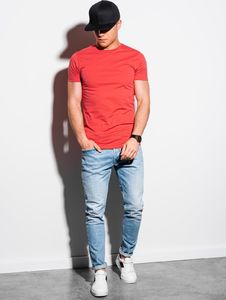 Ombre T-shirt męski bawełniany basic S1370 - koralowy M 1