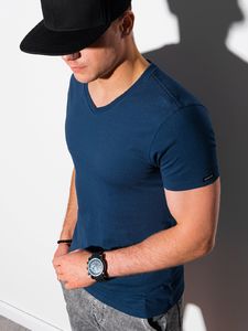 Ombre T-shirt męski bawełniany basic S1369 - ciemnoniebieski L 1